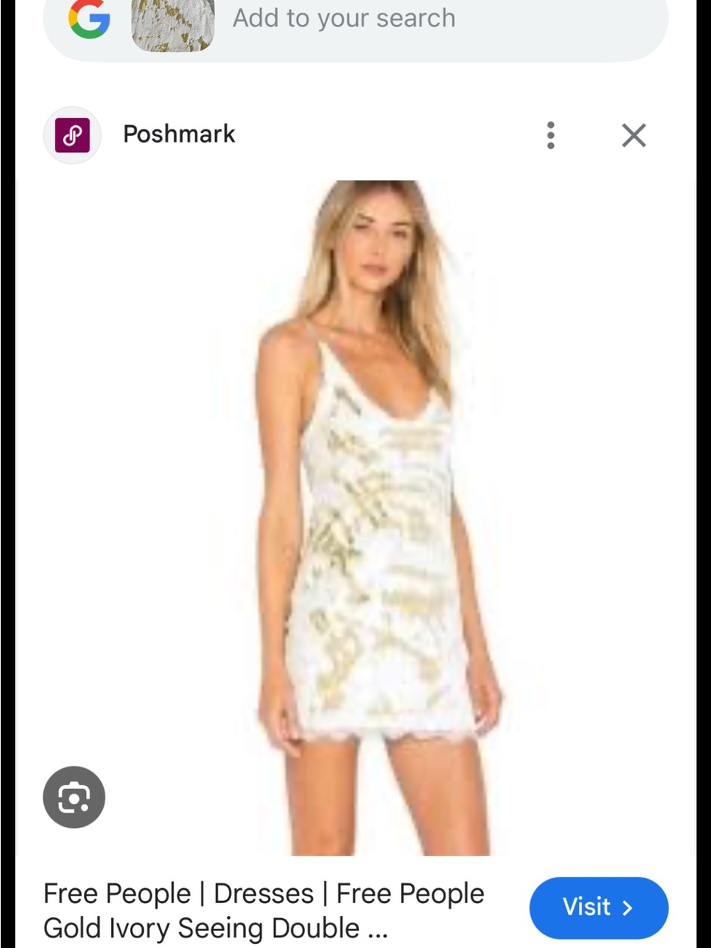 Free People Ivory and Gold Mini Dress